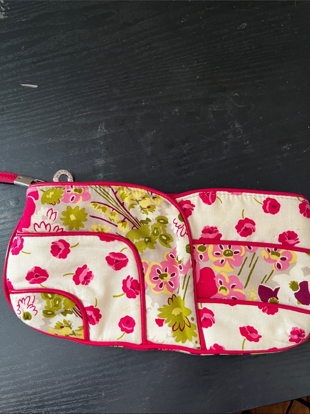 Vera Bradley Pink, Cream & Green Floral Quilted Wristlet